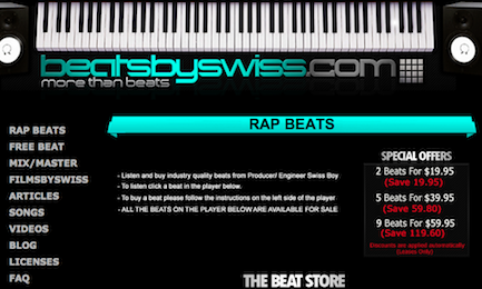 Screenshots of BeatsBySwiss.com
