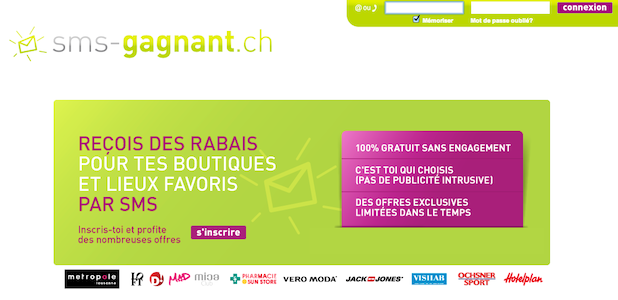 Screenshots of SMS-gagnant.ch